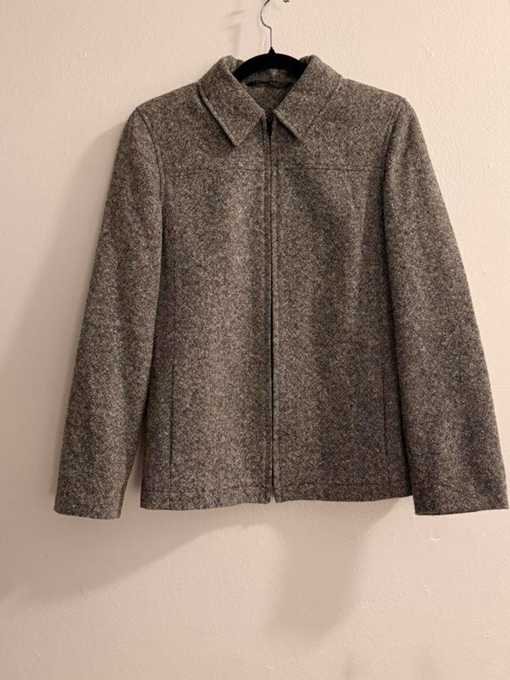 Vintage Gray Wool-Blend Zip Jacket